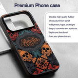 Ornate Skull Floral Symmetry Dark Gothic Seamless Custom Name Protective Phone Case Mobile Cover Durable Everyday Smartphone Shock Resistant