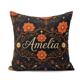 Custom Name Mystic Night Floral Star Moon Botanical Pattern Name Square Filled Cushion Throw Pillow Sofa Bed Home Decor Zip Washable UK Made
