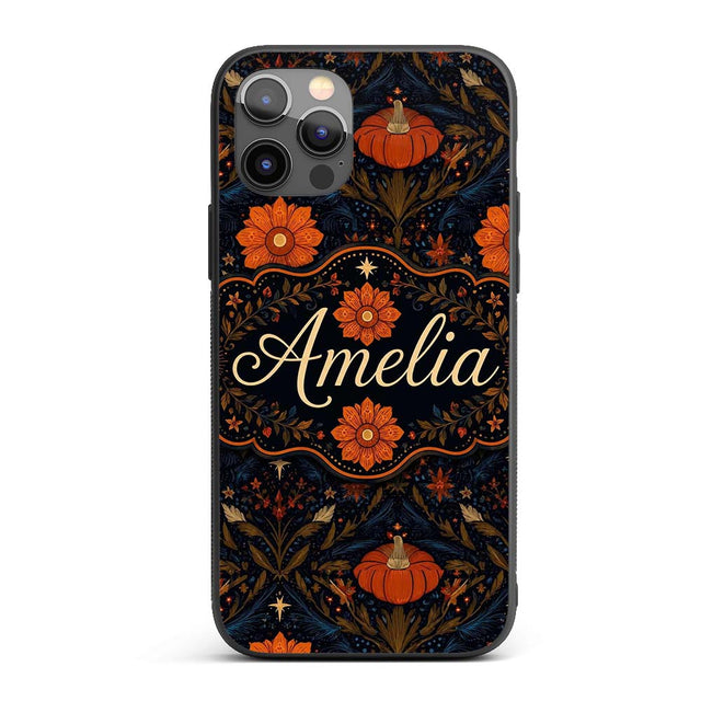 Mystic Night Floral Star Moon Botanical Seamless Custom Name Protective Phone Case Mobile Cover Durable Everyday Smartphone Shock Resistant