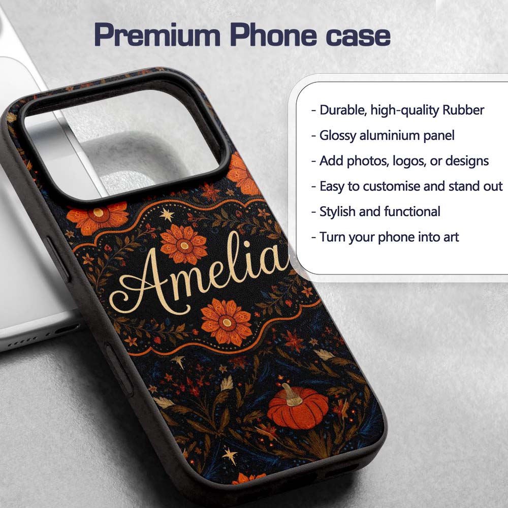 Mystic Night Floral Star Moon Botanical Seamless Custom Name Protective Phone Case Mobile Cover Durable Everyday Smartphone Shock Resistant