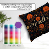 Custom Name Mystic Night Floral Star Moon Botanical Pattern Name Square Filled Cushion Throw Pillow Sofa Bed Home Decor Zip Washable UK Made