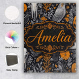 Personalised Name Halloween Skull Raven Custom  Modern Room Accent Elegant Feature Canvas Wall Art Print Decor Picture Ready to Hang