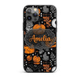 Spooky Pumpkin Cat Bat Night Sky Seamless Pattern Custom Name Protective Phone Case Mobile Cover Durable Everyday Smartphone Shock Resistant