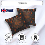 Custom Name Folk Art Skull Pumpkin Floral Halloween Pattern Name Square Filled Cushion Throw Pillow Sofa Bed Home Decor Zip Washable UK Made