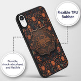 Folk Art Skull Pumpkin Floral Halloween Seamless Custom Name Protective Phone Case Mobile Cover Durable Everyday Smartphone Shock Resistant