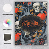Personalised Name Dark Forest Skull Pumpkin Custom  Bespoke Interior Contemporary Canvas Wall Art Print Decor Picture Ready to Hang