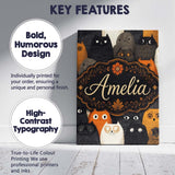 Personalised Name Cute Halloween Cats Black Custom  Bespoke Interior Contemporary Canvas Wall Art Print Decor Picture Ready to Hang