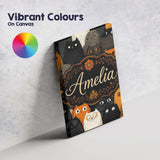 Personalised Name Cute Halloween Cats Black Custom  Bespoke Interior Contemporary Canvas Wall Art Print Decor Picture Ready to Hang