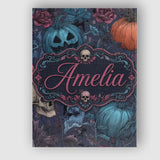 Personalised Name Dark Gothic Pumpkin Skull Custom  Bespoke Interior Contemporary Canvas Wall Art Print Decor Picture Ready to Hang
