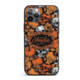 Autumn Skull Pumpkin Leaves Vintage Engraving Custom Name Protective Phone Case Mobile Cover Durable Everyday Smartphone Shock Resistant