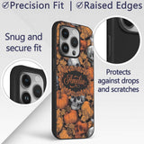 Autumn Skull Pumpkin Leaves Vintage Engraving Custom Name Protective Phone Case Mobile Cover Durable Everyday Smartphone Shock Resistant