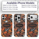 Autumn Skull Pumpkin Leaves Vintage Engraving Custom Name Protective Phone Case Mobile Cover Durable Everyday Smartphone Shock Resistant
