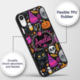 Cute Halloween Cat Swan Pumpkin Magic Seamless Custom Name Protective Phone Case Mobile Cover Durable Everyday Smartphone Shock Resistant