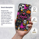 Cute Halloween Cat Swan Pumpkin Magic Seamless Custom Name Protective Phone Case Mobile Cover Durable Everyday Smartphone Shock Resistant