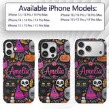 Cute Halloween Cat Swan Pumpkin Magic Seamless Custom Name Protective Phone Case Mobile Cover Durable Everyday Smartphone Shock Resistant