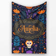 Mystic Floral Skull Dark Garden Seamless Pattern Name Cute Unique  Personalised Custom Name Super Soft Fleece Blanket Bed Sofa Throw