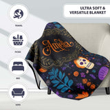 Mystic Floral Skull Dark Garden Seamless Pattern Name Cute Unique  Personalised Custom Name Super Soft Fleece Blanket Bed Sofa Throw
