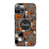 Cute Halloween Ghost Pumpkin Witch Printed Design Custom Name Protective Phone Case Mobile Cover Durable Everyday Smartphone Shock Resistant