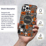 Cute Halloween Ghost Pumpkin Witch Printed Design Custom Name Protective Phone Case Mobile Cover Durable Everyday Smartphone Shock Resistant