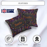 Custom Name Spooky Houses Pumpkins Bats Night Seamless Name Cute Square Filled Cushion Throw Pillow Sofa Bed Home Decor Zip Washable UK Made