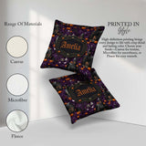 Custom Name Spooky Houses Pumpkins Bats Night Seamless Name Cute Square Filled Cushion Throw Pillow Sofa Bed Home Decor Zip Washable UK Made