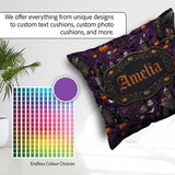 Custom Name Spooky Houses Pumpkins Bats Night Seamless Name Cute Square Filled Cushion Throw Pillow Sofa Bed Home Decor Zip Washable UK Made