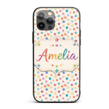 Colorful Watercolor Stars Soft Pastel Seamless Custom Name Protective Phone Case Mobile Cover Durable Everyday Smartphone Shock Resistant