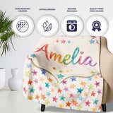 Colorful Watercolor Stars Soft Pastel Seamless Pattern Name Cute  Personalised Custom Name Super Soft Fleece Blanket Bed Sofa Throw