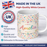 Personalized Custom Name Colorful Watercolor Stars Soft Pastel Seamless Pattern Name Cute 11oz Ceramic Coffee Tea Mug White Large Handle