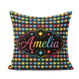 Custom Name Bright Rainbow Star Geometric Seamless Pattern Name Square Filled Cushion Throw Pillow Sofa Bed Home Decor Zip Washable UK Made