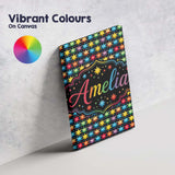 Personalised Name Bright Rainbow Star Custom Modern Room Accent Creative Decorator Style Canvas Wall Art Print Decor Picture Ready to Hang