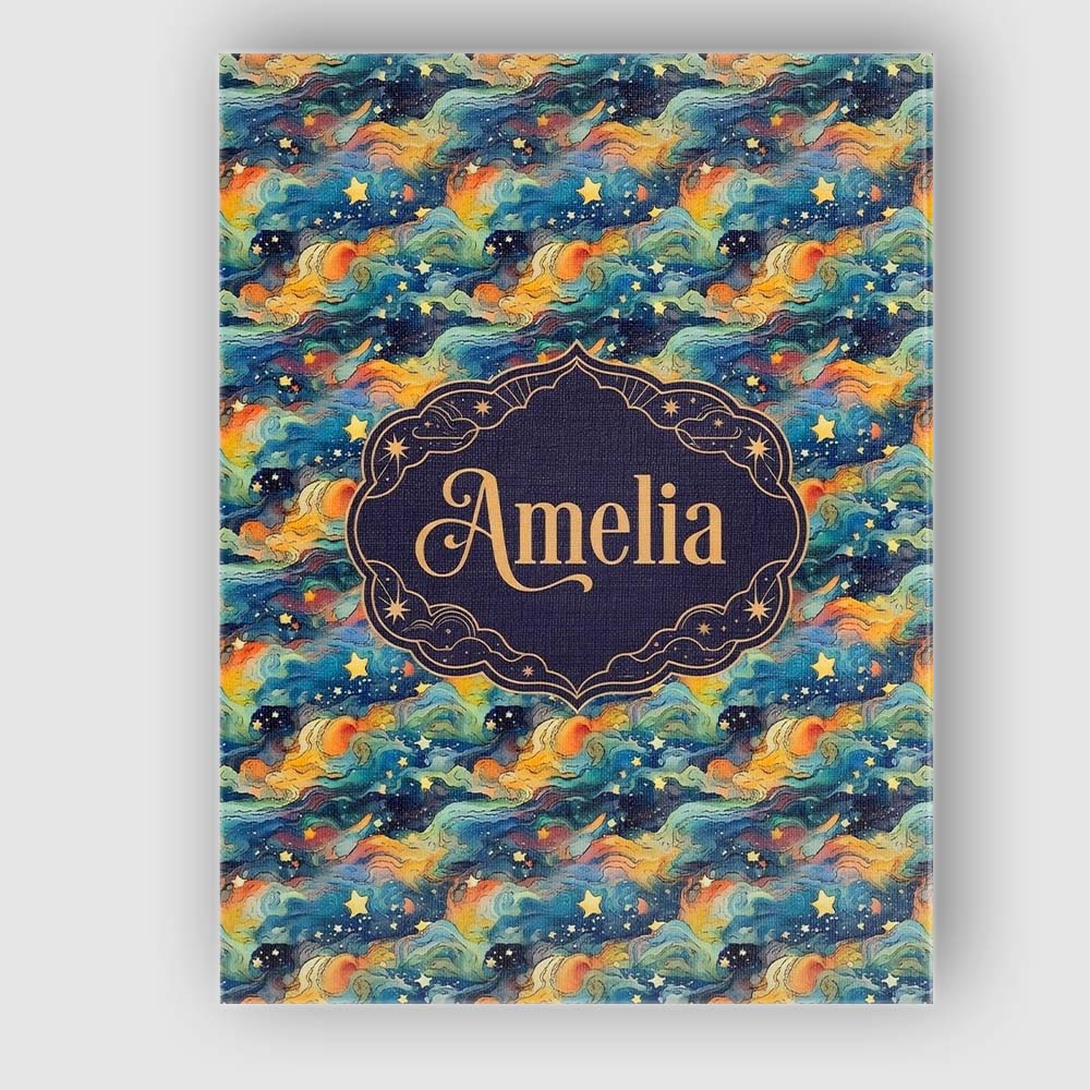 Personalised Name Dreamy Galaxy Waves Stars Custom  Bespoke Interior Contemporary Canvas Wall Art Print Decor Picture Ready to Hang