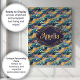 Personalised Name Dreamy Galaxy Waves Stars Custom  Bespoke Interior Contemporary Canvas Wall Art Print Decor Picture Ready to Hang
