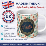 Personalized Custom Name Rainbow Stars Stripes Seamless Pattern Custom Name Cute Unique Gift 11oz Ceramic Coffee Tea Mug White Large Handle