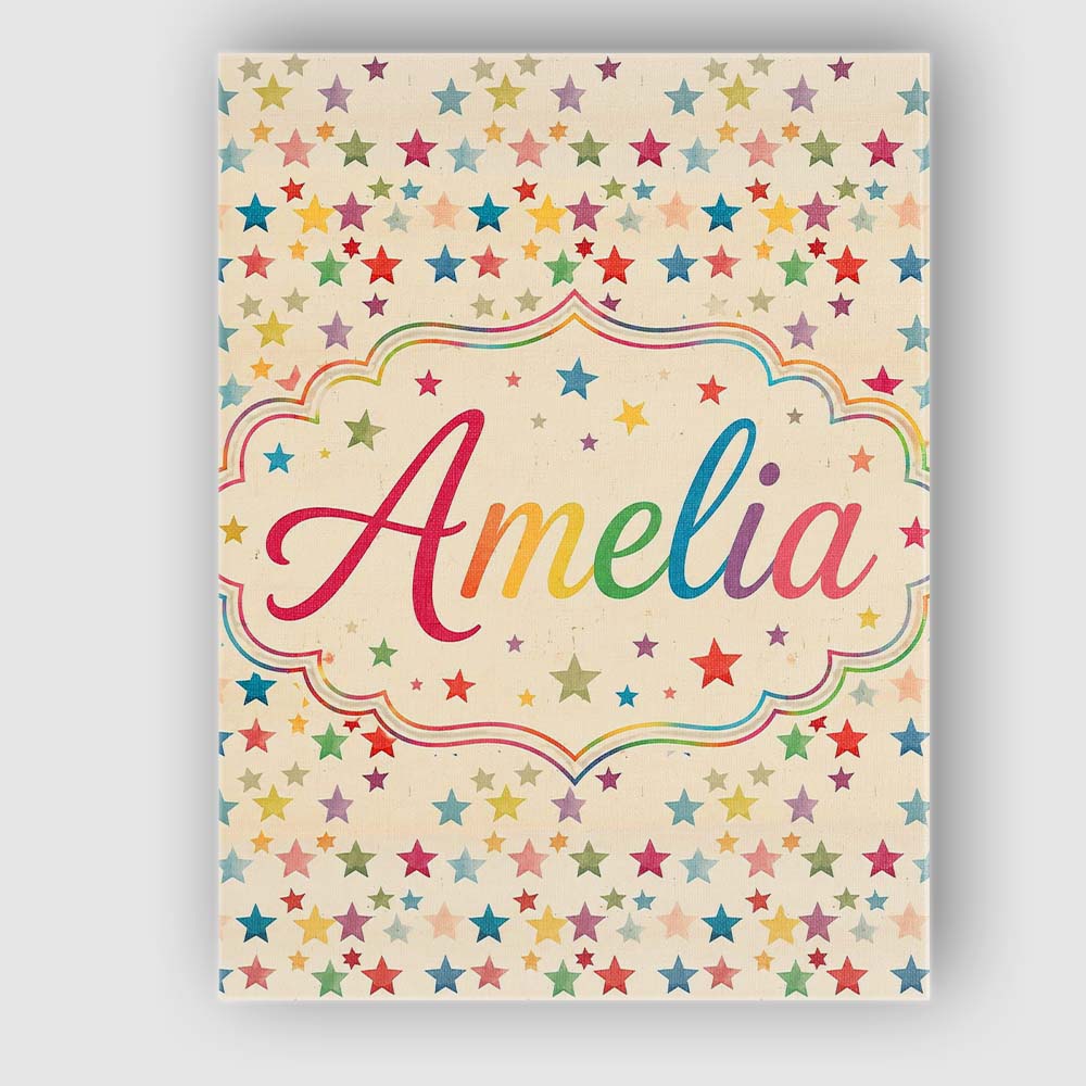 Personalised Name Colorful Scattered Stars Custom  Unique Gift Idea Elegant Feature Canvas Wall Art Print Decor Picture Ready to Hang