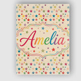 Personalised Name Colorful Scattered Stars Custom  Unique Gift Idea Elegant Feature Canvas Wall Art Print Decor Picture Ready to Hang