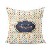 Custom Name Soft Pastel Rainbow Stars Seamless Pattern Name Cute Square Filled Cushion Throw Pillow Sofa Bed Home Decor Zip Washable UK Made