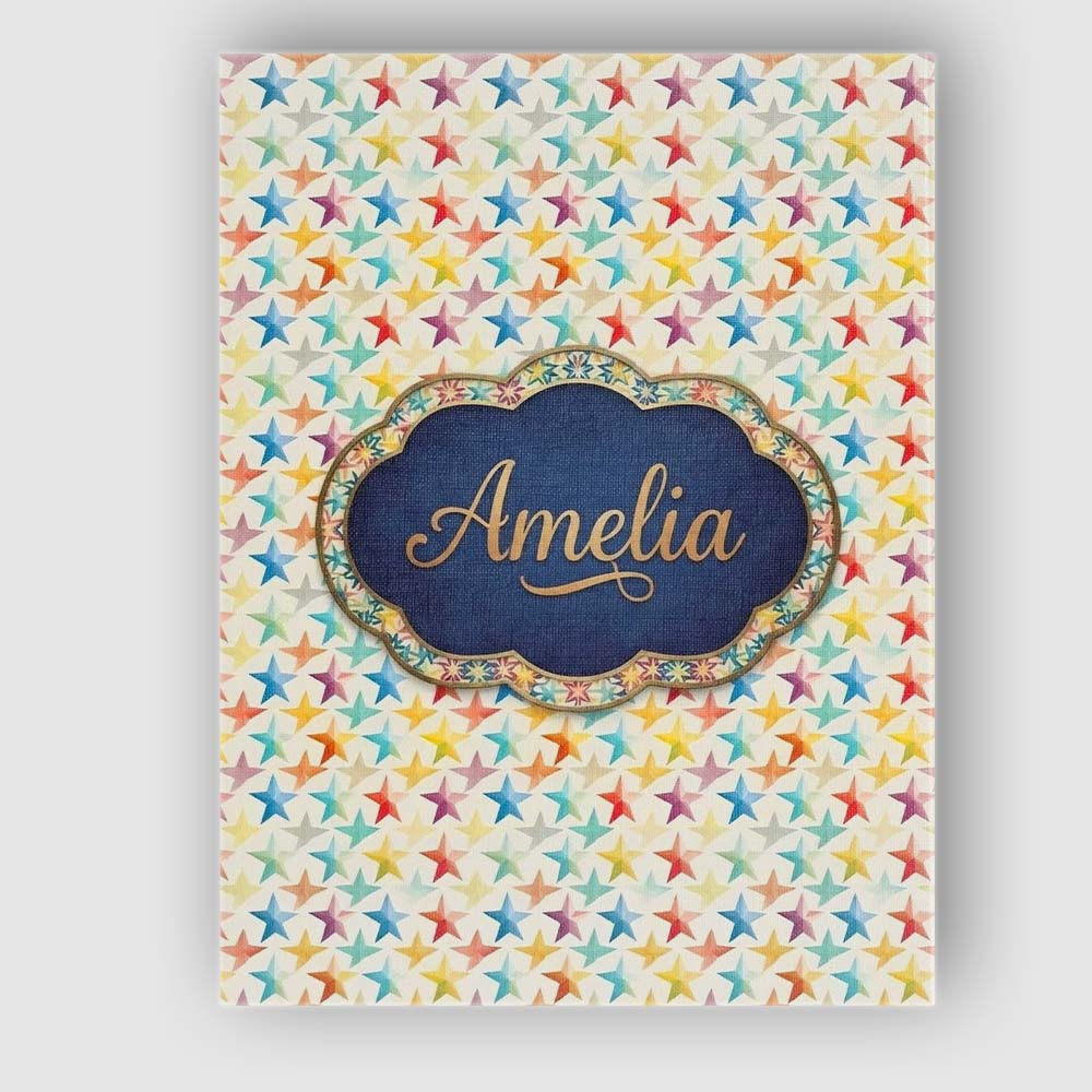 Personalised Name Soft Pastel Rainbow Stars Custom  Bespoke Interior Contemporary Canvas Wall Art Print Decor Picture Ready to Hang
