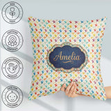 Custom Name Soft Pastel Rainbow Stars Seamless Pattern Name Cute Square Filled Cushion Throw Pillow Sofa Bed Home Decor Zip Washable UK Made