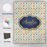 Personalised Name Soft Pastel Rainbow Stars Custom  Bespoke Interior Contemporary Canvas Wall Art Print Decor Picture Ready to Hang