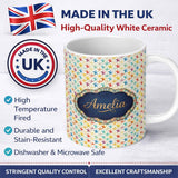 Personalized Custom Name Soft Pastel Rainbow Stars Seamless Pattern Name Cute Unique Gift 11oz Ceramic Coffee Tea Mug White Large Handle