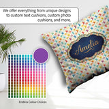 Custom Name Soft Pastel Rainbow Stars Seamless Pattern Name Cute Square Filled Cushion Throw Pillow Sofa Bed Home Decor Zip Washable UK Made
