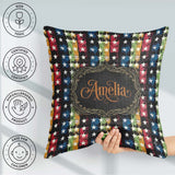 Custom Name Grunge Rainbow Stripe Stars Dark Background Seamless Square Filled Cushion Throw Pillow Sofa Bed Home Decor Zip Washable UK Made