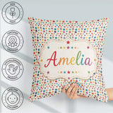 Custom Name Bright Multicolor Star Scatter Seamless Pattern Name Square Filled Cushion Throw Pillow Sofa Bed Home Decor Zip Washable UK Made