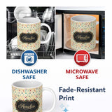 Personalized Custom Name Soft Pastel Multicolor Stars Subtle Speckled Background Seamless 11oz Ceramic Coffee Tea Mug White Large Handle