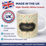 Personalized Custom Name Soft Pastel Multicolor Stars Subtle Speckled Background Seamless 11oz Ceramic Coffee Tea Mug White Large Handle