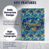 Personalised Name Vibrant Galaxy Swirl Custom  Modern Room Accent Elegant Feature Canvas Wall Art Print Decor Picture Ready to Hang