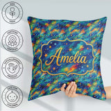 Custom Name Vibrant Galaxy Swirl Stars Cosmic Night Sky Seamless Square Filled Cushion Throw Pillow Sofa Bed Home Decor Zip Washable UK Made