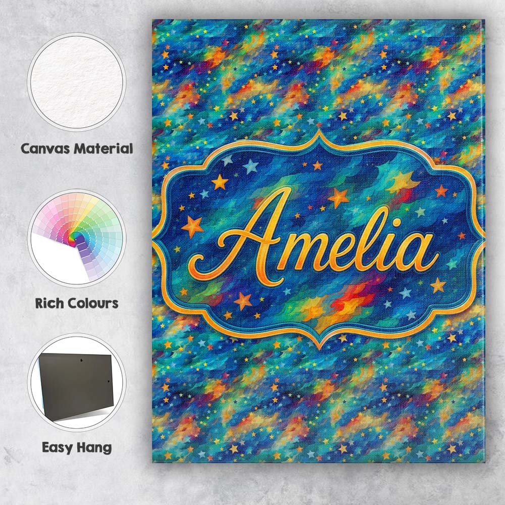 Personalised Name Vibrant Galaxy Swirl Custom  Modern Room Accent Elegant Feature Canvas Wall Art Print Decor Picture Ready to Hang