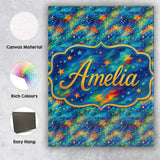 Personalised Name Vibrant Galaxy Swirl Custom  Modern Room Accent Elegant Feature Canvas Wall Art Print Decor Picture Ready to Hang